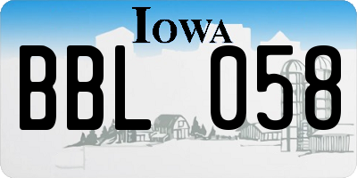 IA license plate BBL058