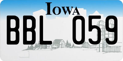 IA license plate BBL059