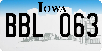 IA license plate BBL063