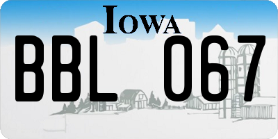 IA license plate BBL067