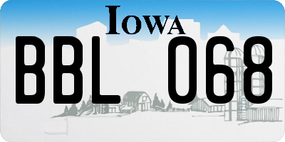IA license plate BBL068