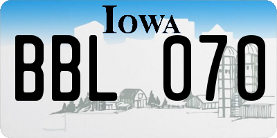 IA license plate BBL070