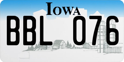 IA license plate BBL076