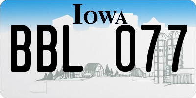 IA license plate BBL077