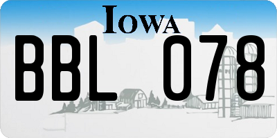 IA license plate BBL078