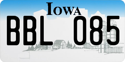 IA license plate BBL085