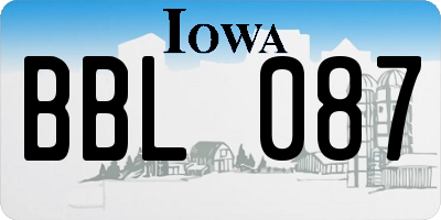IA license plate BBL087