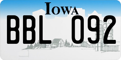 IA license plate BBL092