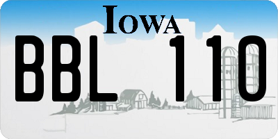 IA license plate BBL110