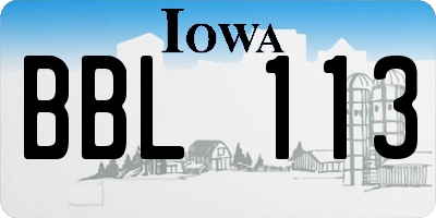 IA license plate BBL113
