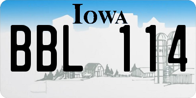 IA license plate BBL114