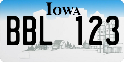 IA license plate BBL123