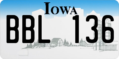 IA license plate BBL136