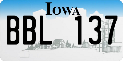 IA license plate BBL137