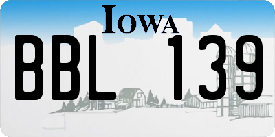 IA license plate BBL139