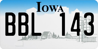 IA license plate BBL143