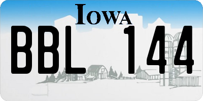 IA license plate BBL144