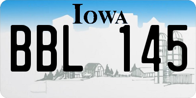 IA license plate BBL145