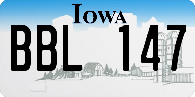 IA license plate BBL147