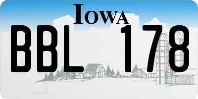 IA license plate BBL178