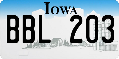 IA license plate BBL203