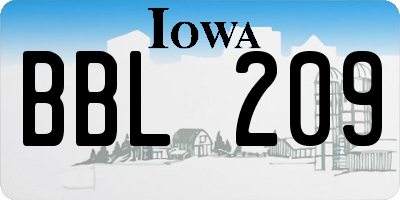 IA license plate BBL209