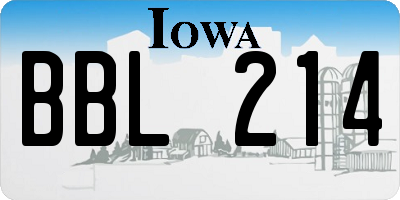IA license plate BBL214