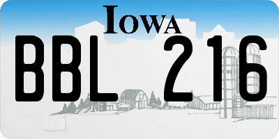 IA license plate BBL216