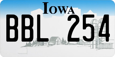 IA license plate BBL254