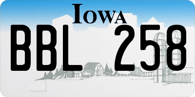 IA license plate BBL258