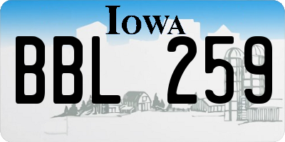 IA license plate BBL259