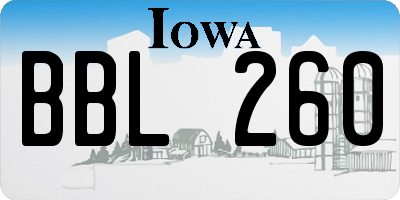 IA license plate BBL260