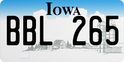 IA license plate BBL265