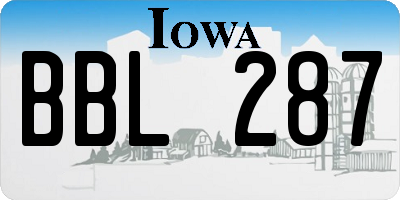 IA license plate BBL287