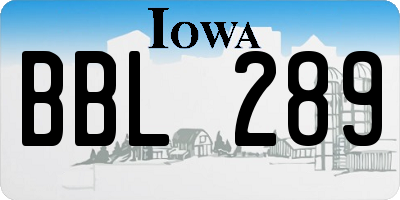 IA license plate BBL289