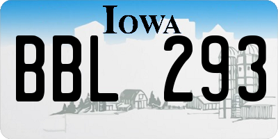 IA license plate BBL293