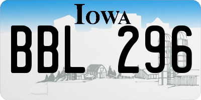 IA license plate BBL296