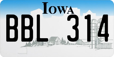 IA license plate BBL314