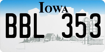 IA license plate BBL353