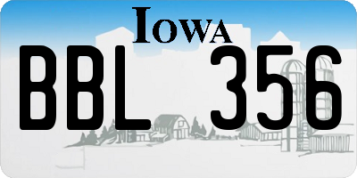 IA license plate BBL356