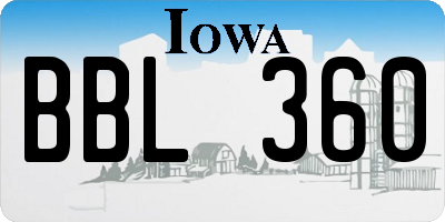 IA license plate BBL360