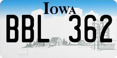 IA license plate BBL362