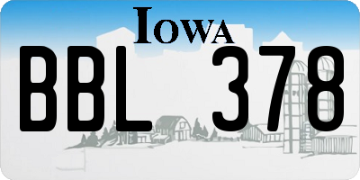 IA license plate BBL378