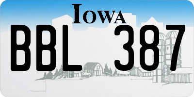 IA license plate BBL387