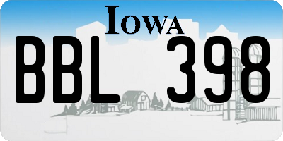 IA license plate BBL398
