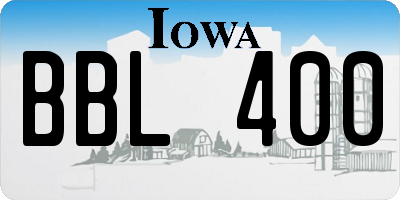 IA license plate BBL400