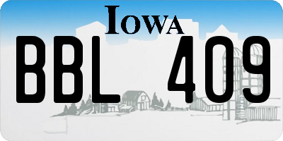 IA license plate BBL409