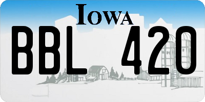 IA license plate BBL420
