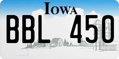 IA license plate BBL450