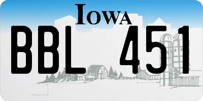 IA license plate BBL451